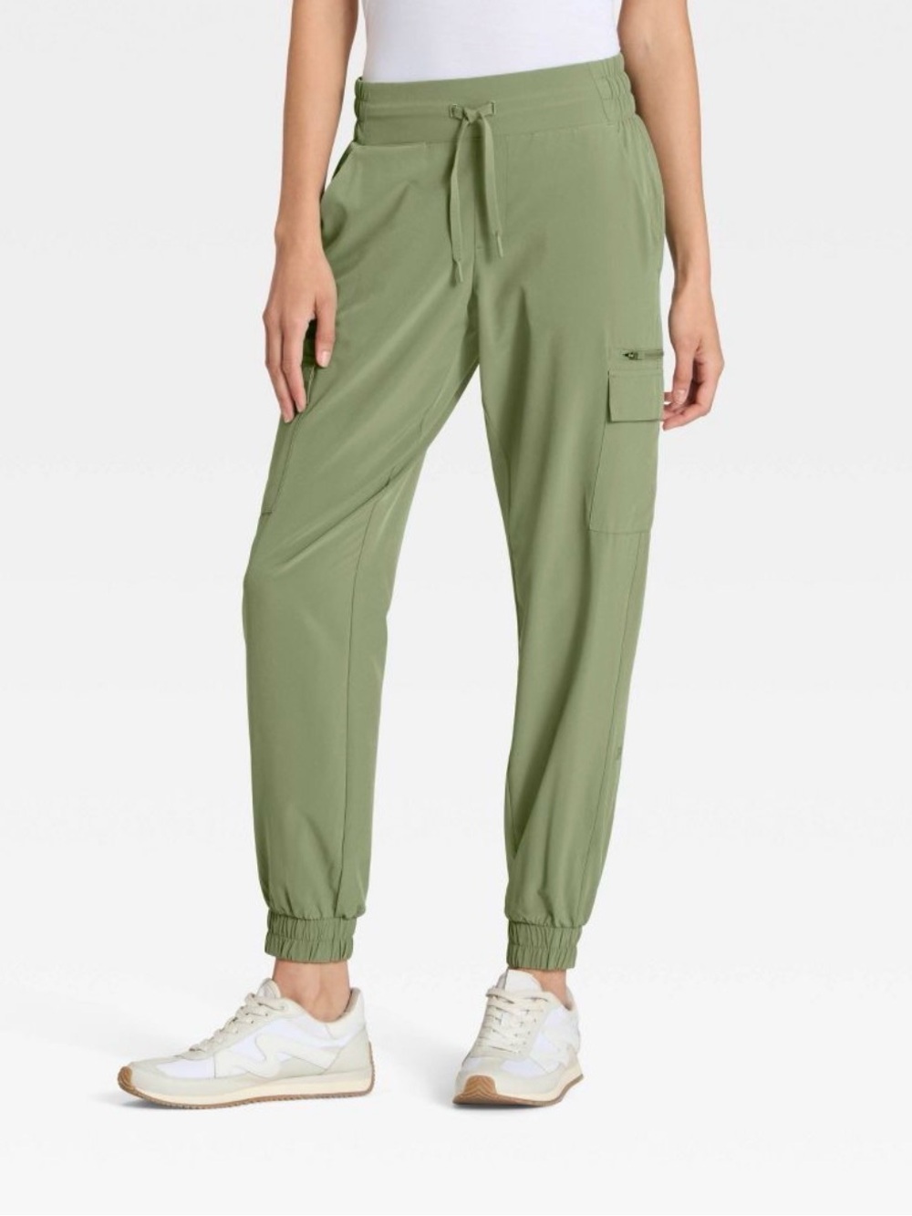 All In Motion Active Light Mid-Rise Cargo Jogger Pants Olive Green New